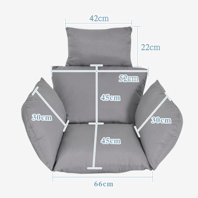 DSYOGX Swing Chair Cushion, Black Hanging Chair Cushion Pillow With Polyester Fiber Egg Chair Cushion For Hanging Chairs, Back Chairs, Seat Cushion Only, 66x45cm